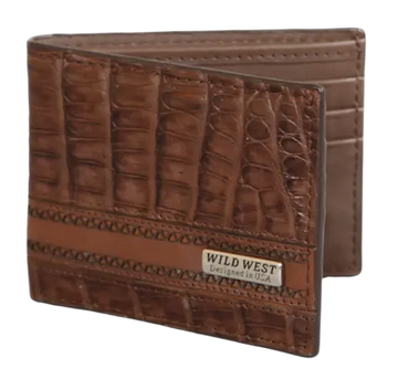 Wild West 2CA68207 Brown Genuine Caiman Crocodile Belly Wallet Suit Essence
