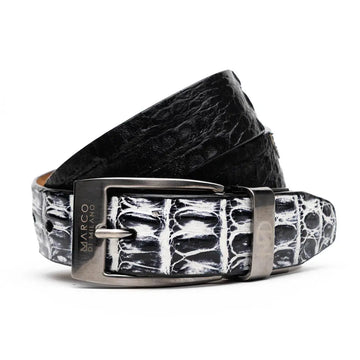 Marco Di Milano Caribe Newspaper/Black Genuine Caiman Crocodile Belt