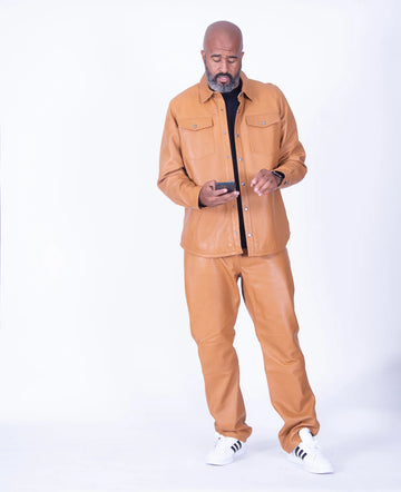 Jakewood 123 Tan Genuine Lambskin Leather Pants