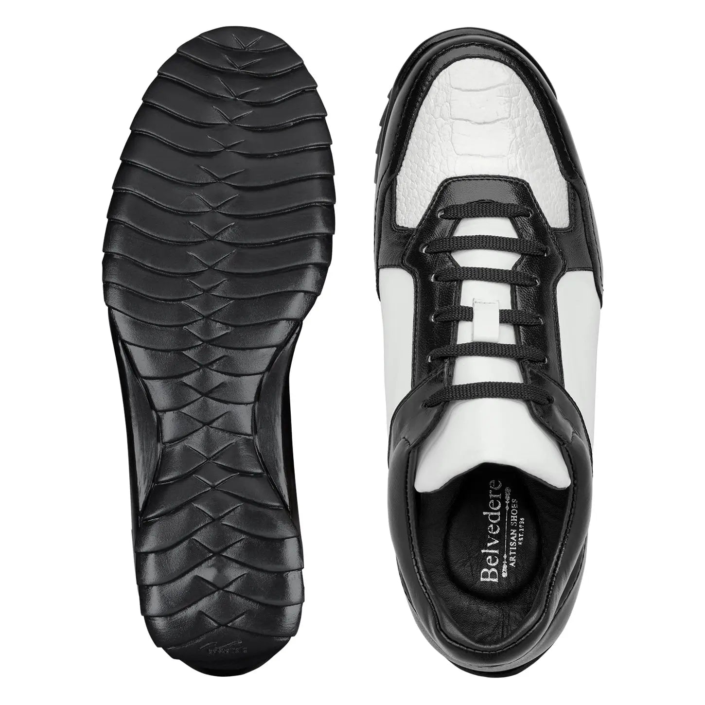Belvedere Corvo Y36 Black/White Genuine Ostrich Sneakers