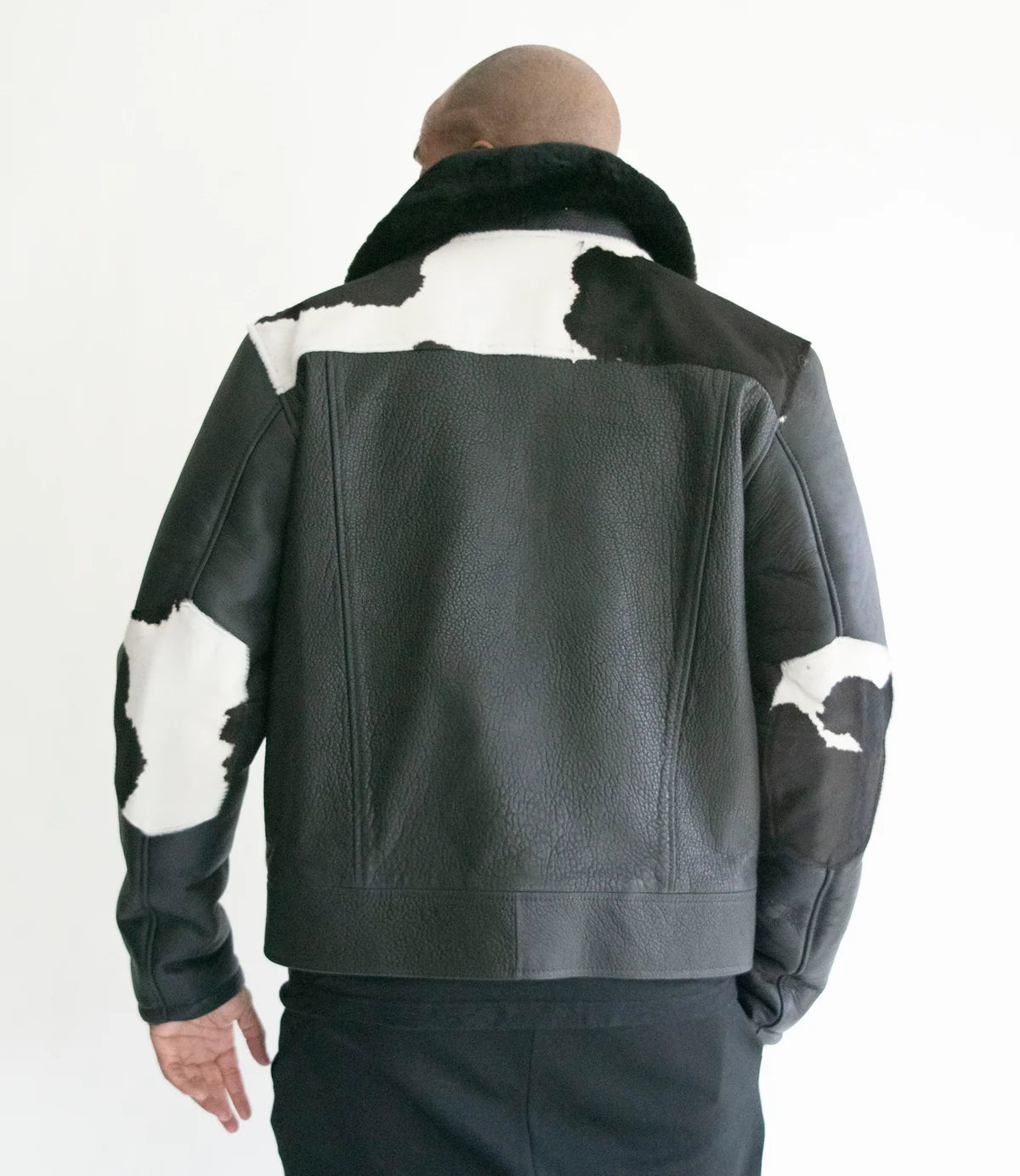 Jakewood 1850 Black/White Genuine Pony Fur/Sheepskin Leather Jacket