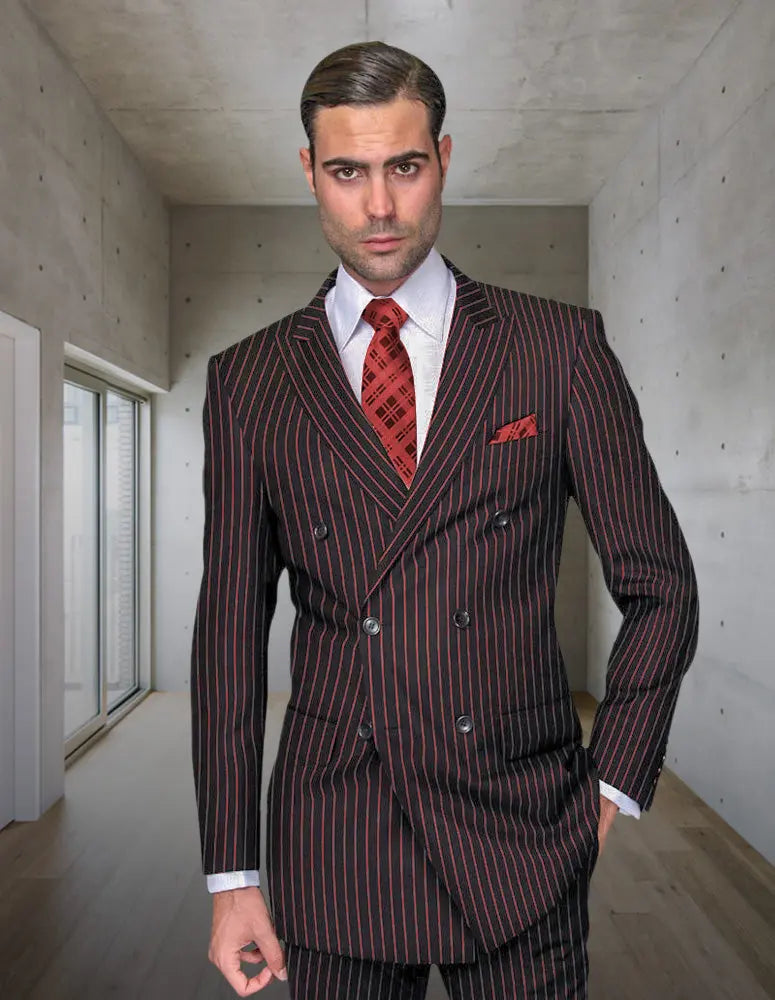 Statement DB-Zarelli Black/Red Super 180's Italian Wool Suit
