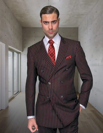 Statement DB-Zarelli Black/Red Super 180's Italian Wool Suit