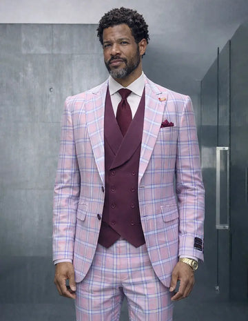 Statement Diego Mauve Super 200's Italian Wool/Cashmere Vested Suit
