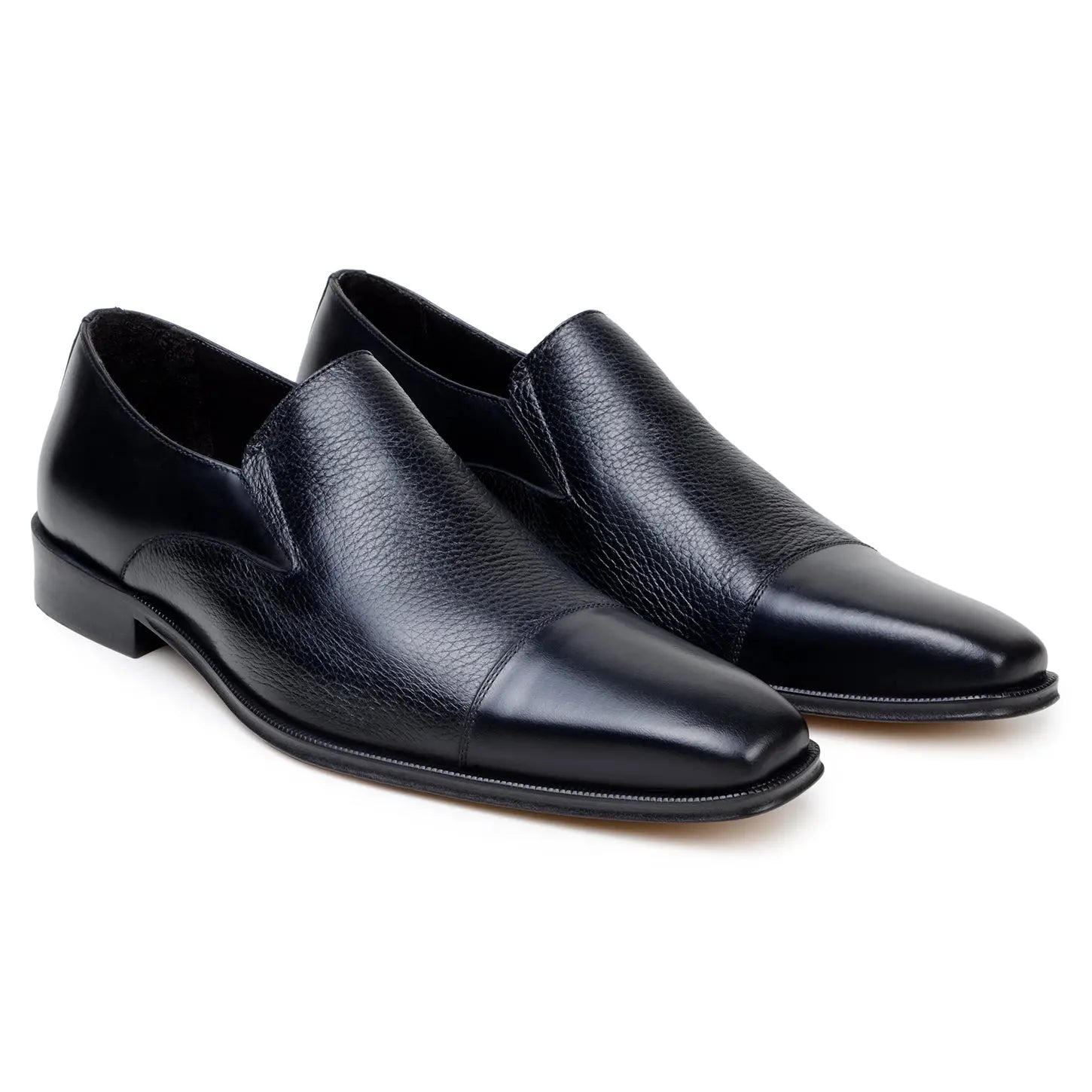 Belvedere Andreo Black Genuine Leather Italian Deerskin/Calf Loafers
