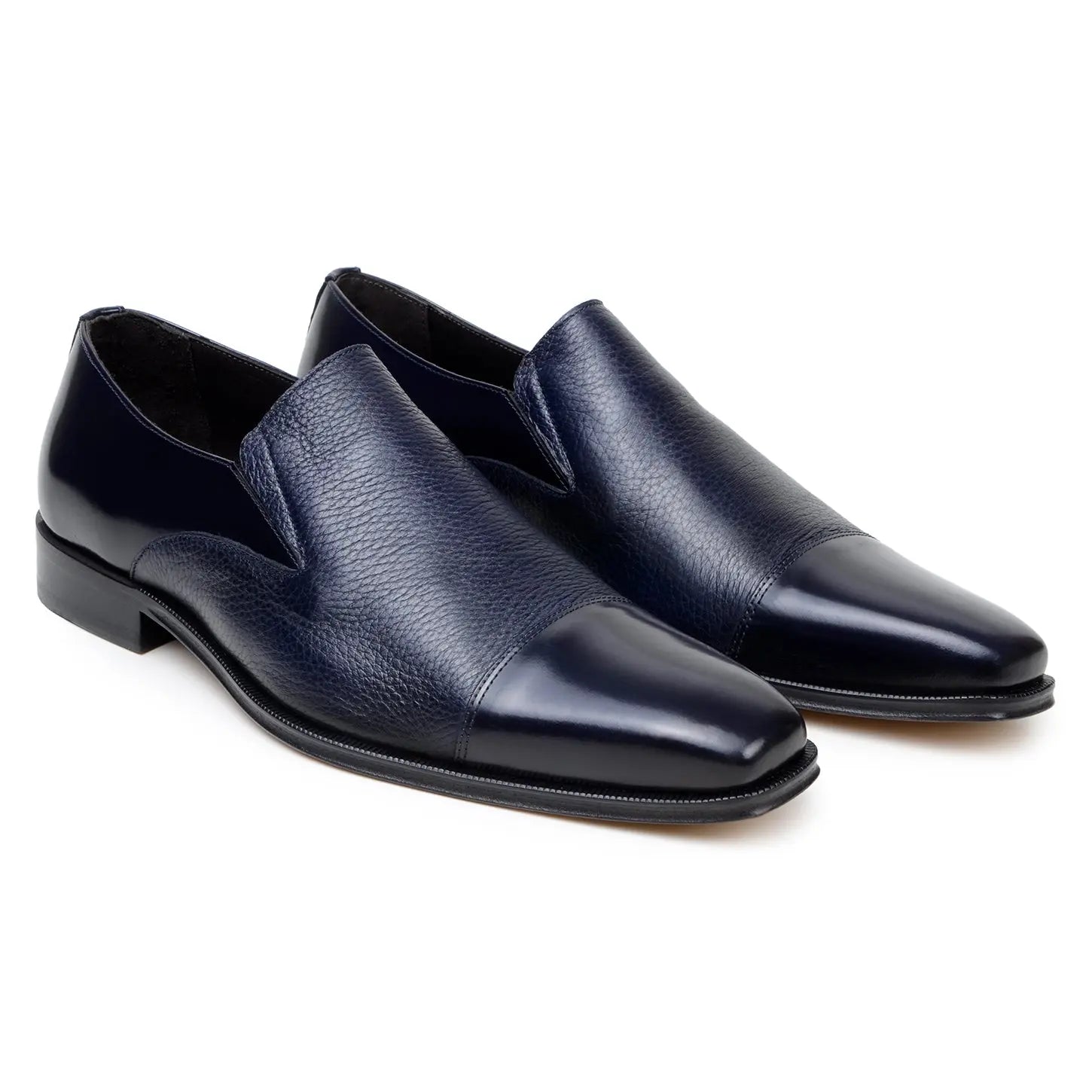 Belvedere Andreo Navy Genuine Leather Italian Deerskin/Calf Loafers