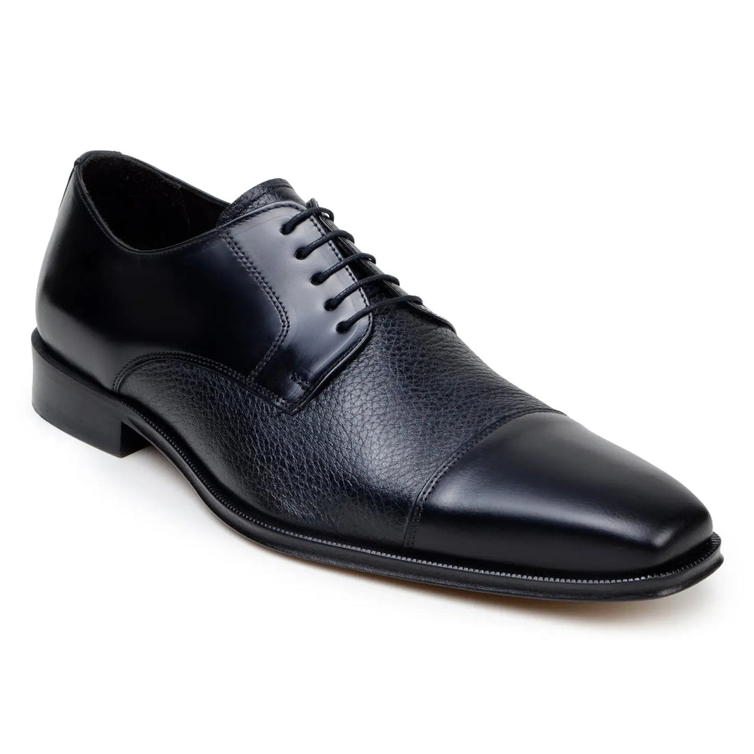 Belvedere Alexander Black Genuine Leather Italian Deerskin/Calf Oxfords
