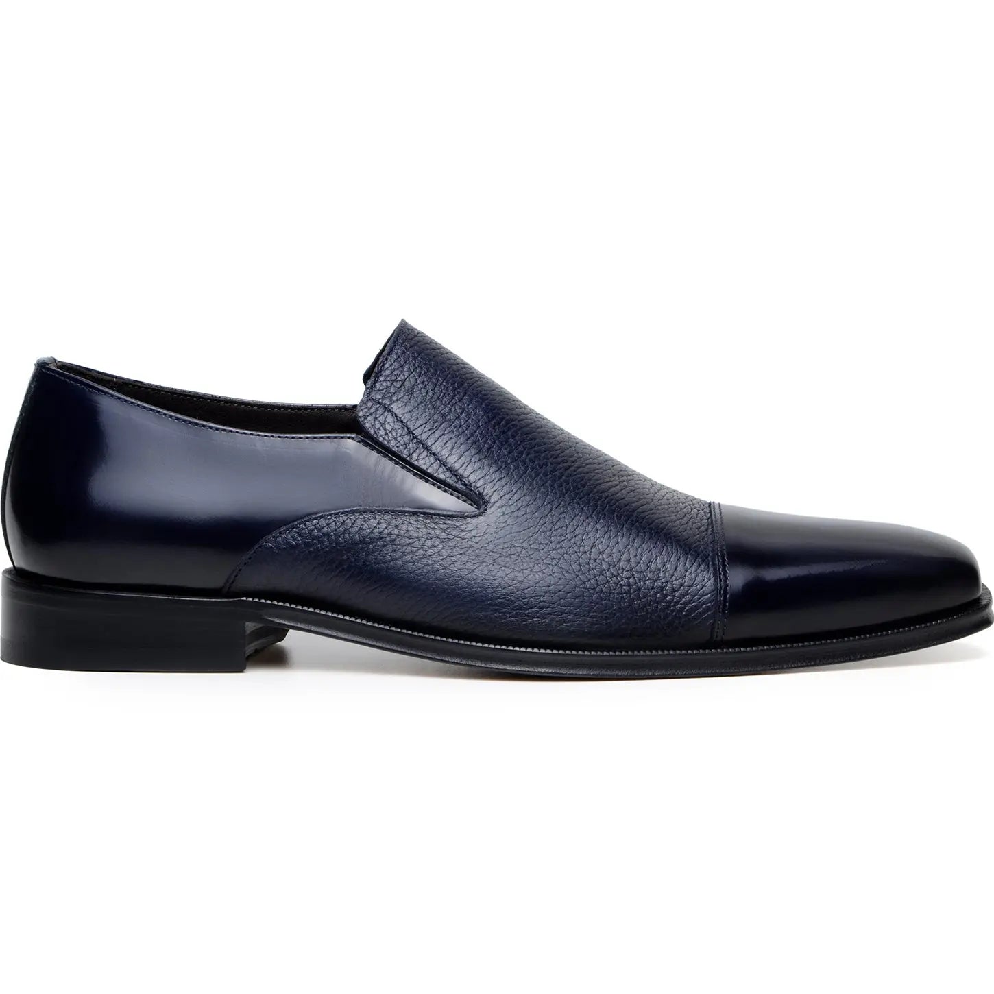 Belvedere Andreo Navy Genuine Leather Italian Deerskin/Calf Loafers