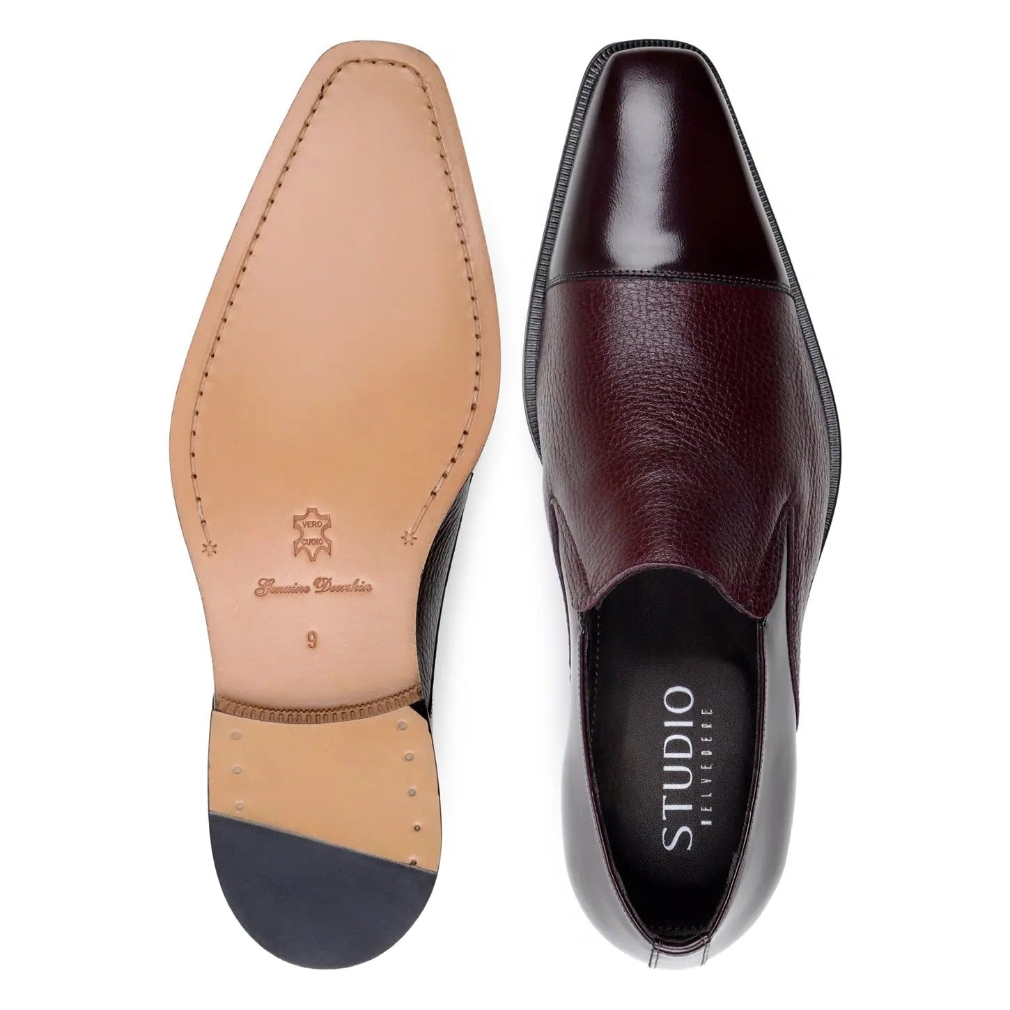 Belvedere Andreo Burgundy Genuine Leather Italian Deerskin/Calf Loafers