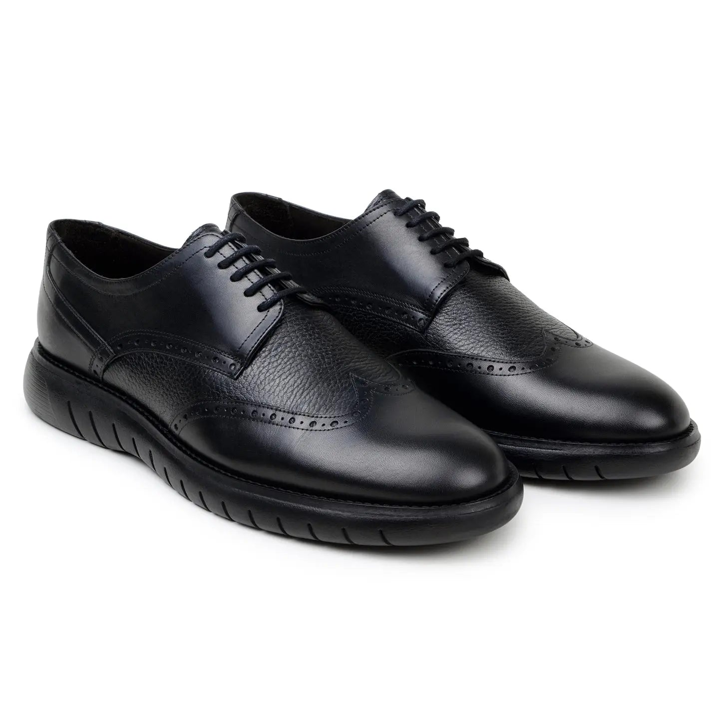 Belvedere Enzo Black Genuine Leather Italian Deerskin/Calf Oxfords