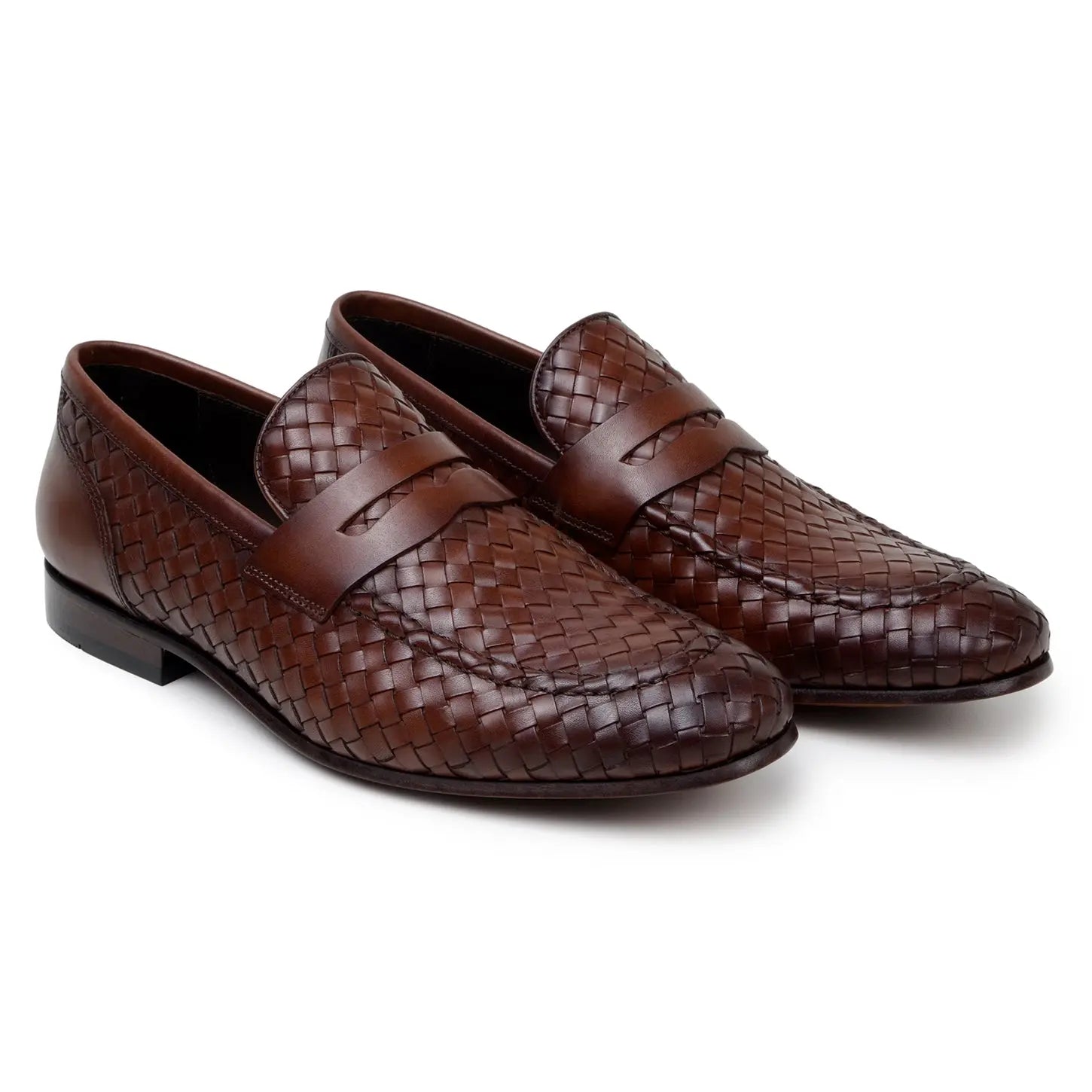 Belvedere Luca Antique Tan Genuine Leather Woven Calf Loafers