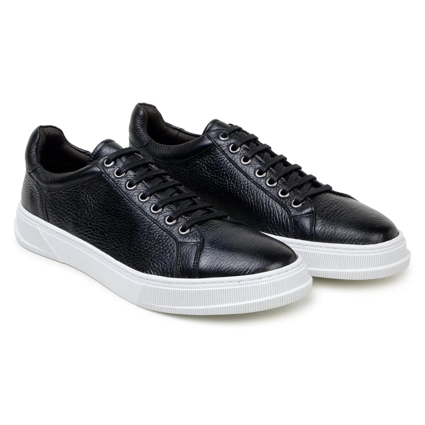 Belvedere Matteo Black Genuine Leather Italian Deerskin Sneakers