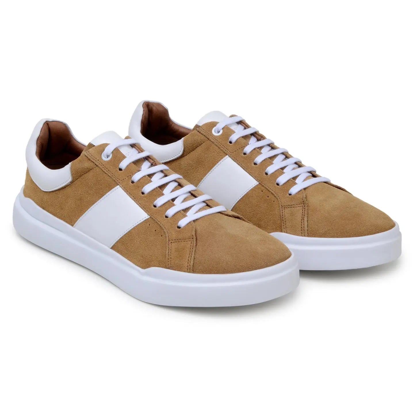 Belvedere Olivier Tan/White Genuine Leather Italian Suede/Soft Calf Sneakers