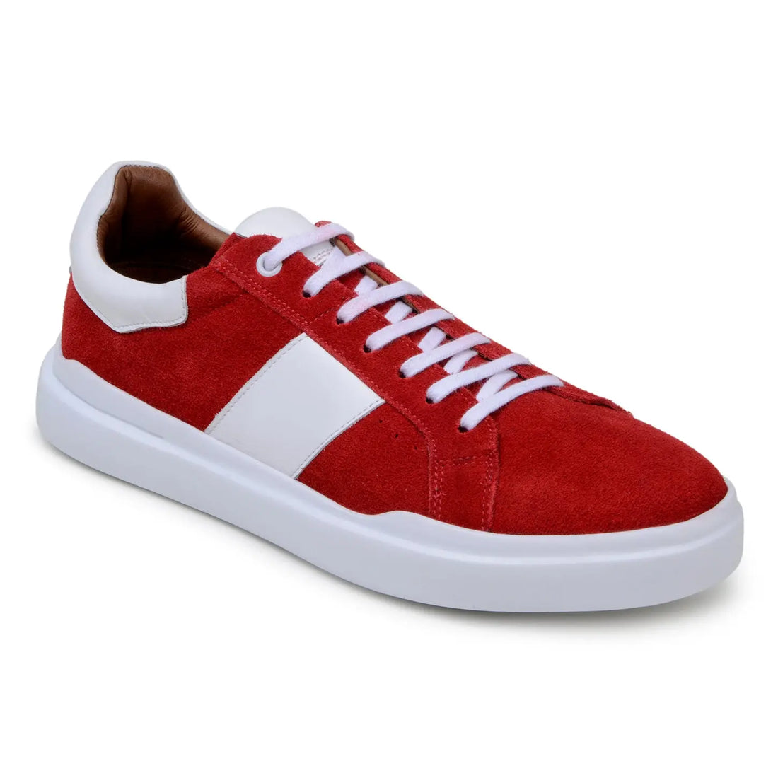 Belvedere Olivier Red/White Genuine Leather Italian Suede/Soft Calf Sneakers