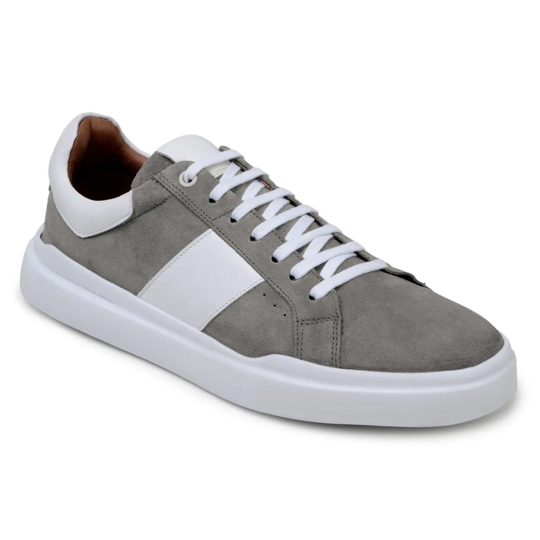 Belvedere Olivier Grey/White Genuine Leather Italian Suede/Soft Calf Sneakers