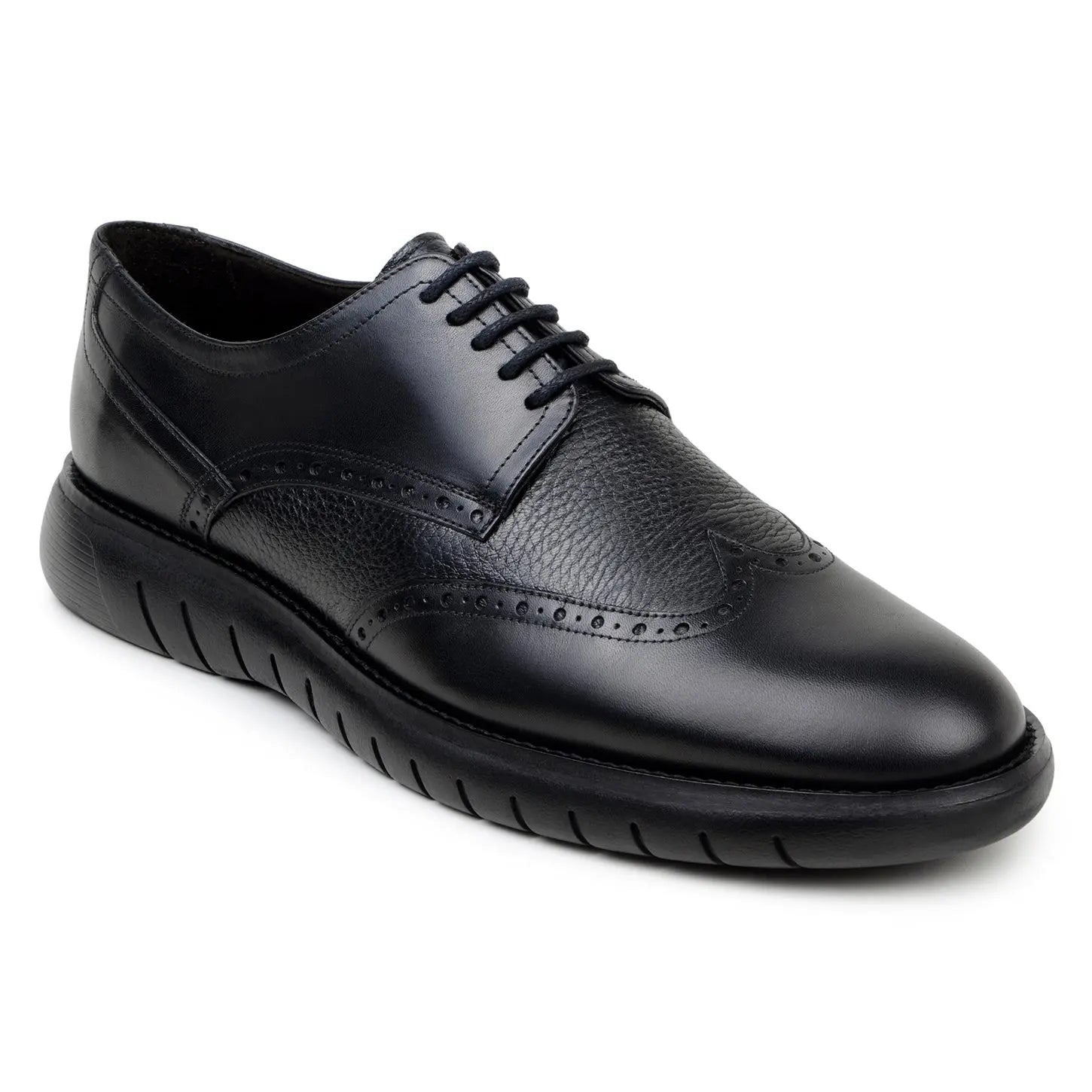 Belvedere Enzo Black Genuine Leather Italian Deerskin/Calf Oxfords