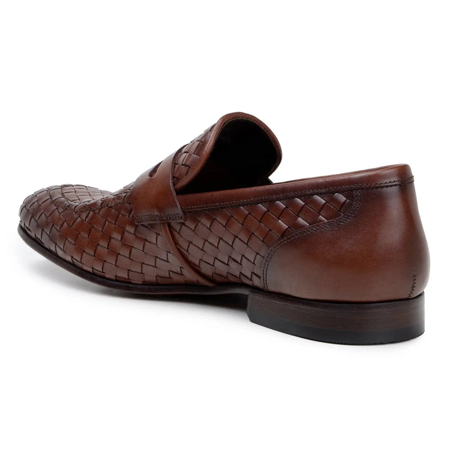 Belvedere Luca Antique Tan Genuine Leather Woven Calf Loafers