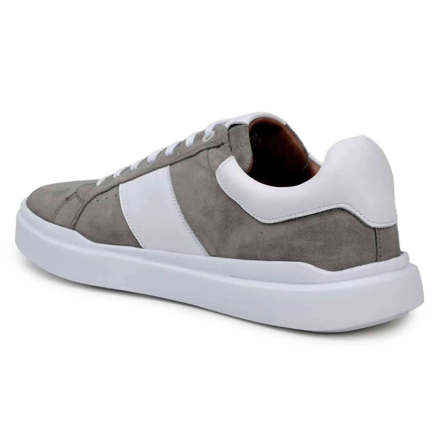 Belvedere Olivier Grey/White Genuine Leather Italian Suede/Soft Calf Sneakers