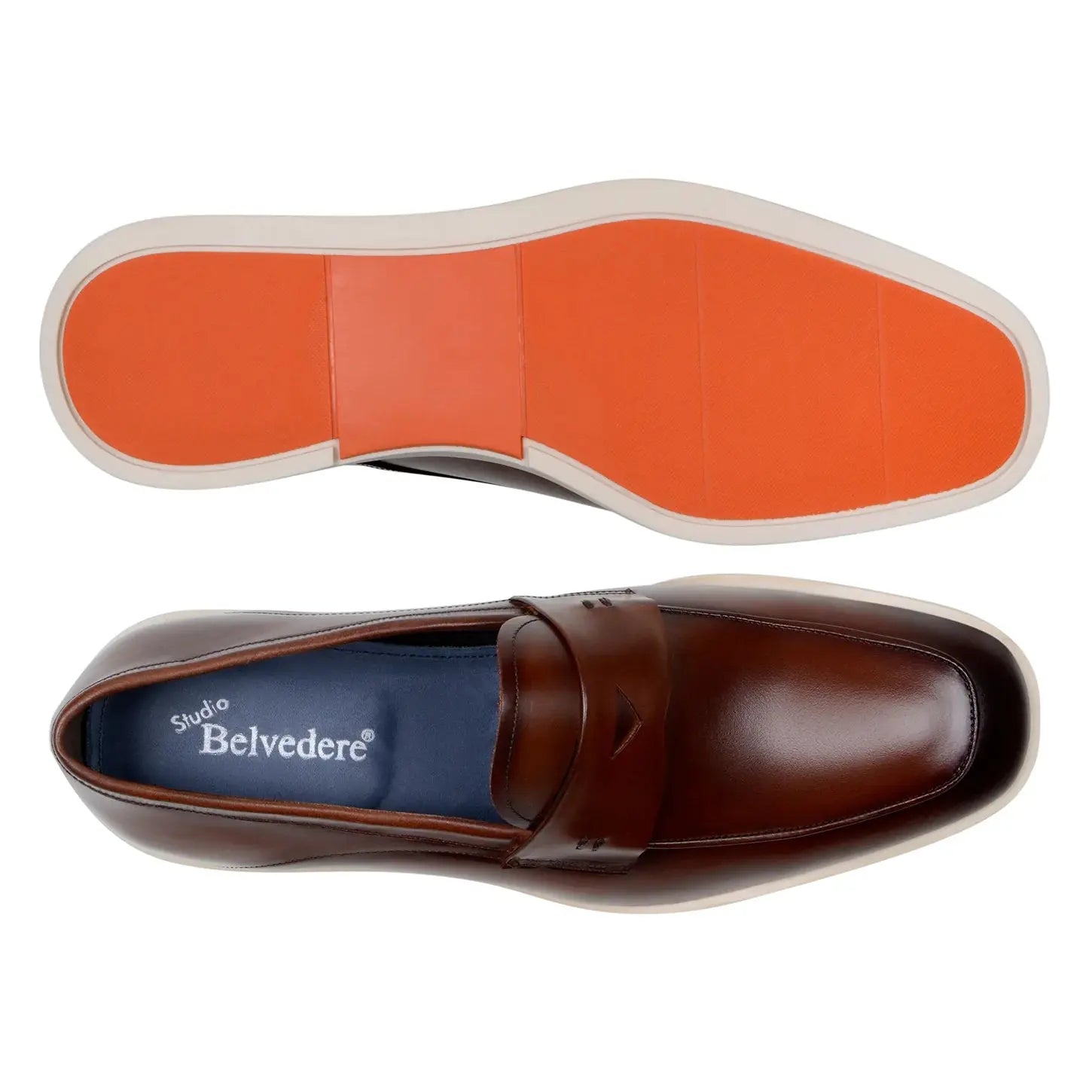 Belvedere Maurizio Cognac Genuine Nappa Leather Loafers