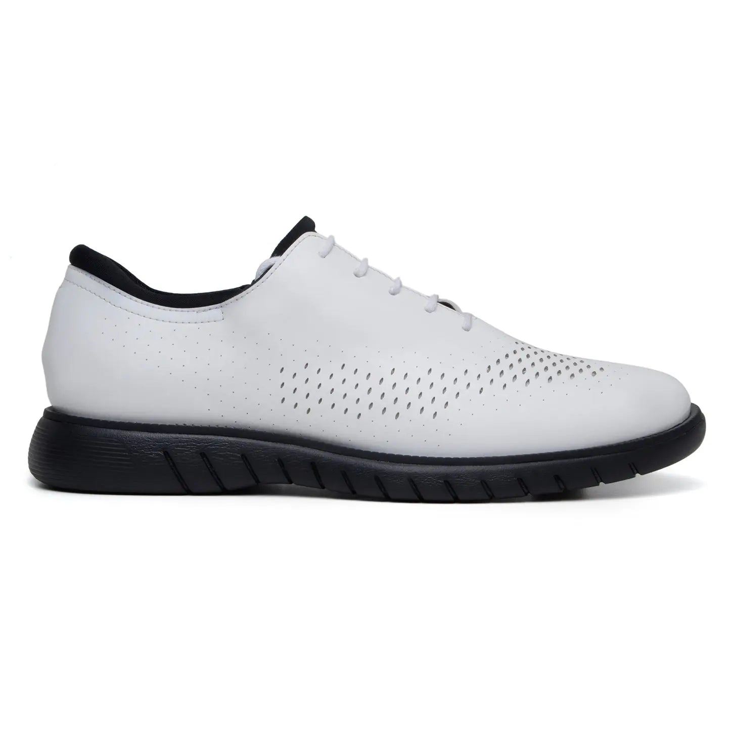 Belvedere Maxim White Genuine Leather Laser Cut Patent/Neoprene Sneakers
