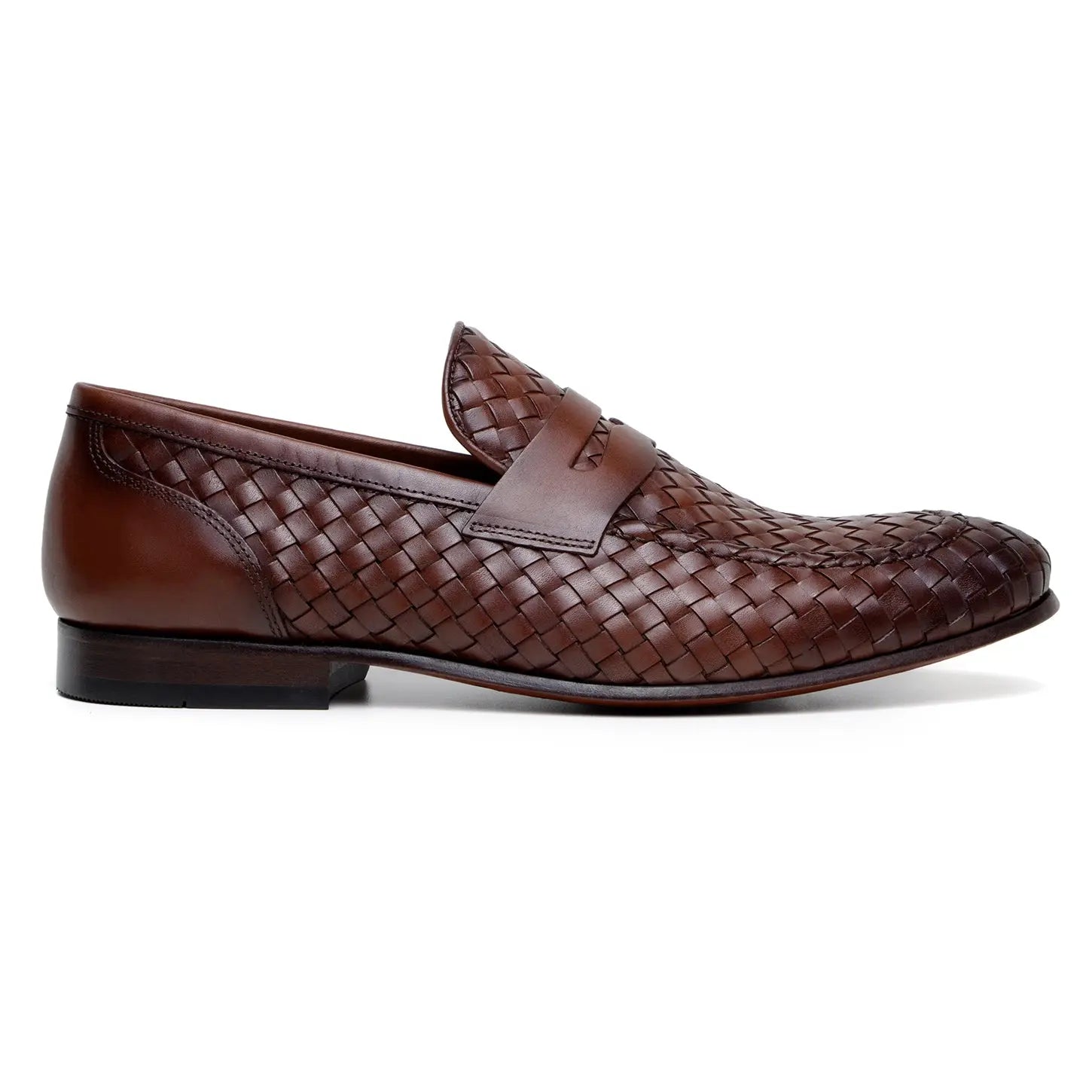 Belvedere Luca Antique Tan Genuine Leather Woven Calf Loafers