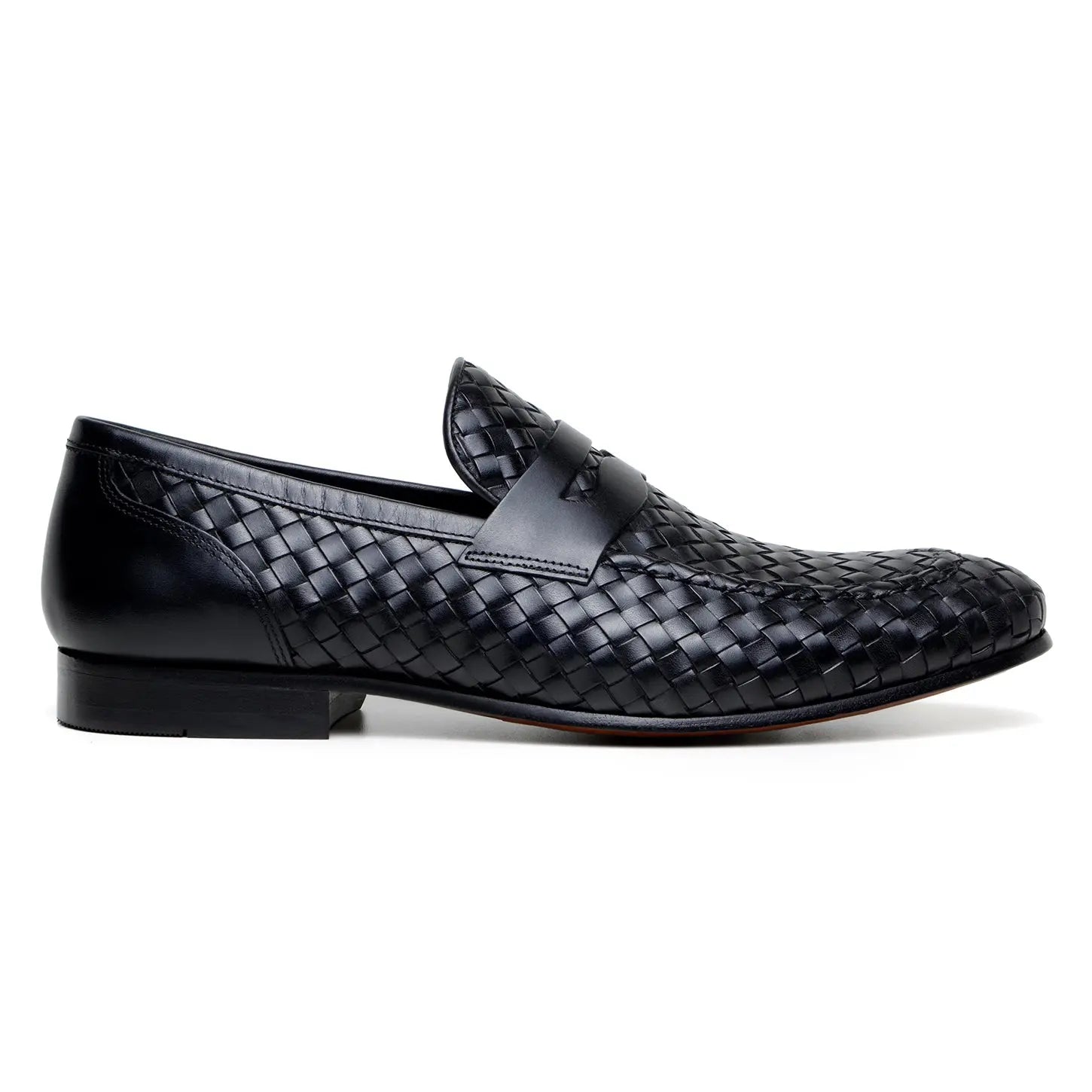 Belvedere Luca Black Genuine Leather Woven Calf Loafers