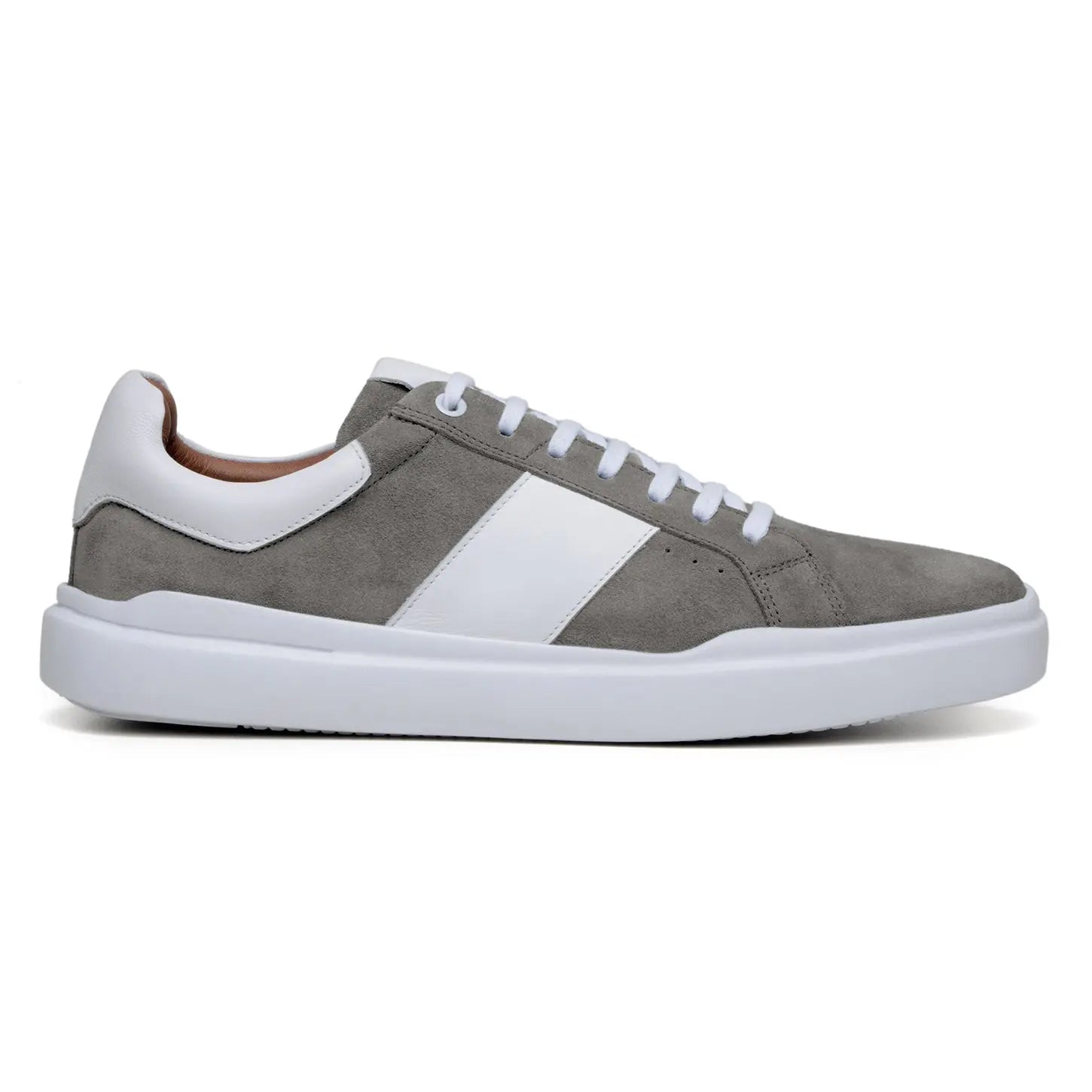 Belvedere Olivier Grey/White Genuine Leather Italian Suede/Soft Calf Sneakers