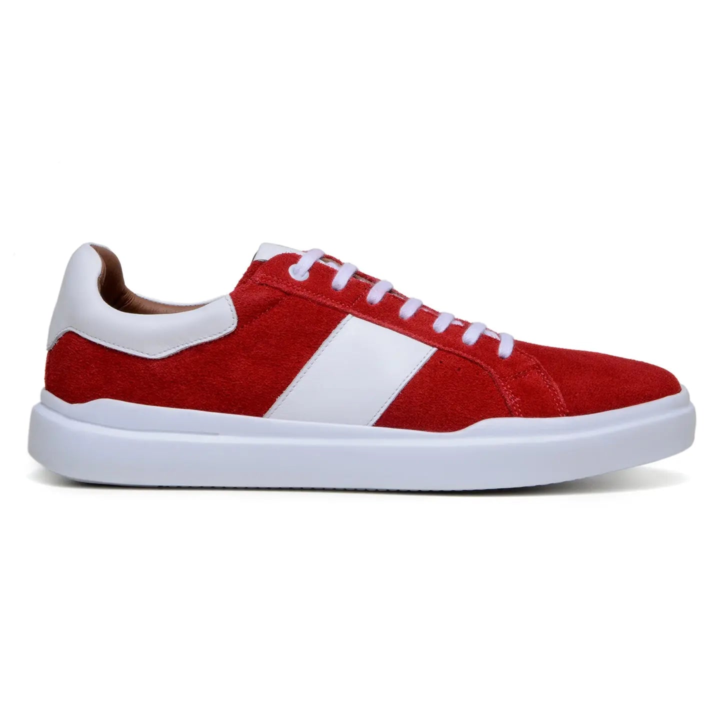 Belvedere Olivier Red/White Genuine Leather Italian Suede/Soft Calf Sneakers