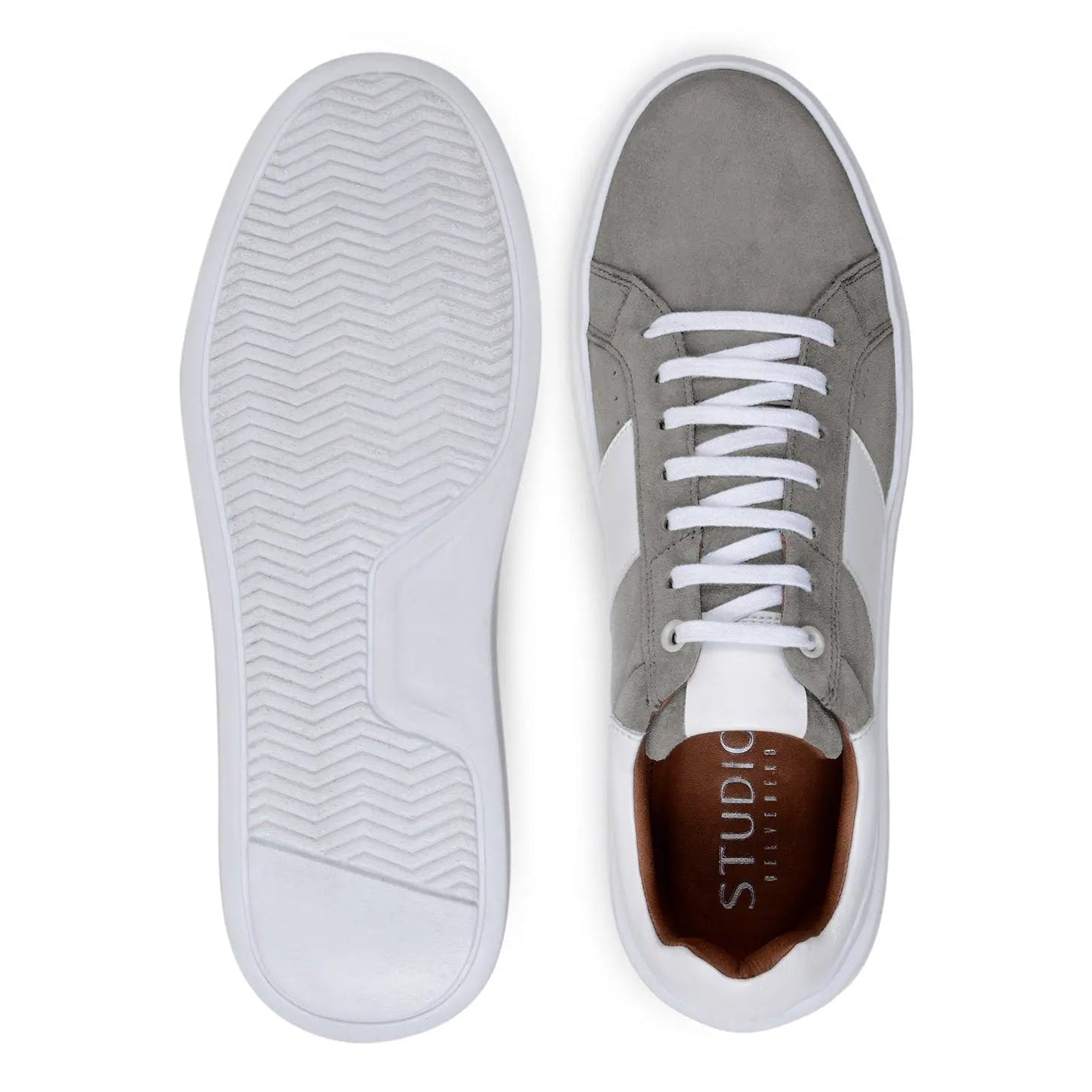 Belvedere Olivier Grey/White Genuine Leather Italian Suede/Soft Calf Sneakers