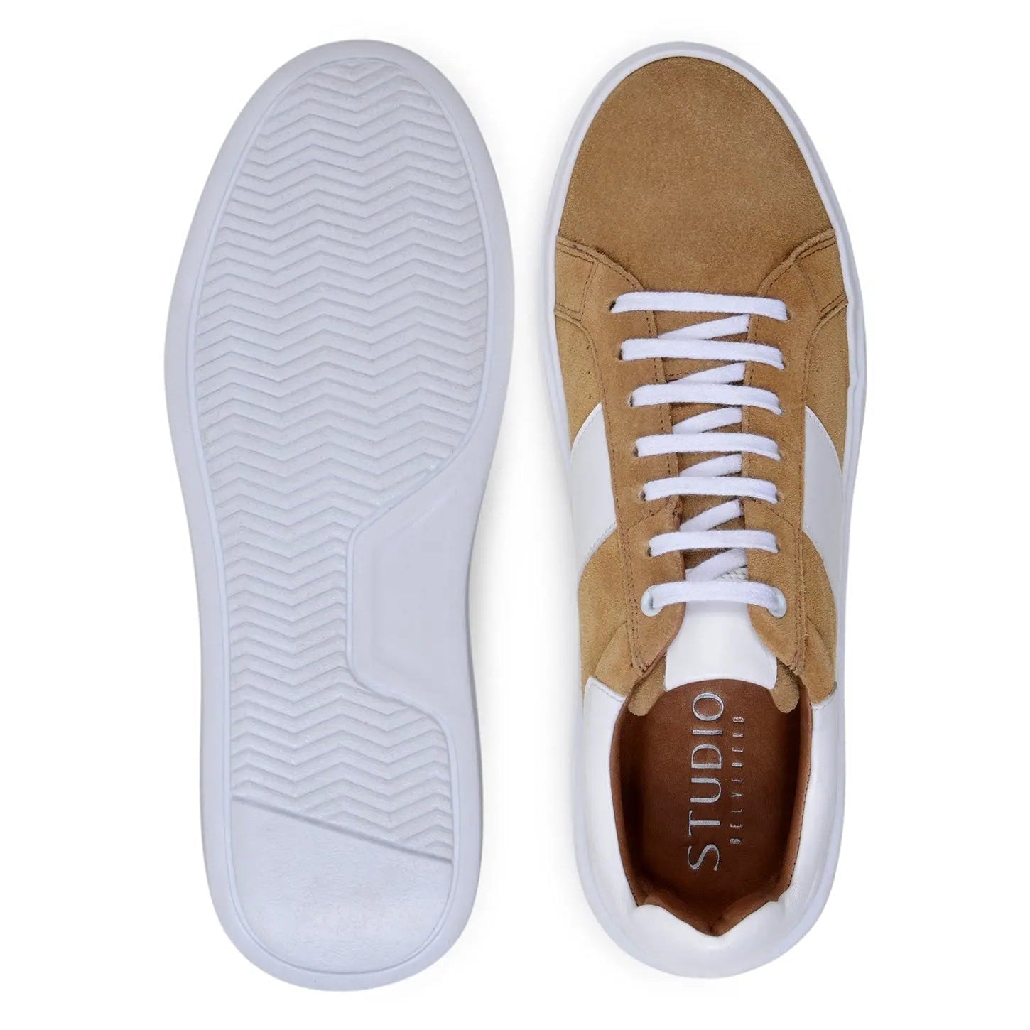 Belvedere Olivier Tan/White Genuine Leather Italian Suede/Soft Calf Sneakers