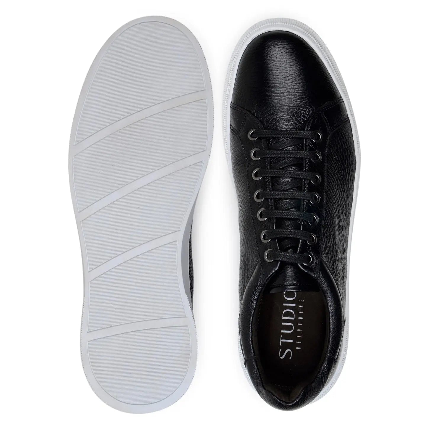 Belvedere Matteo Black Genuine Leather Italian Deerskin Sneakers