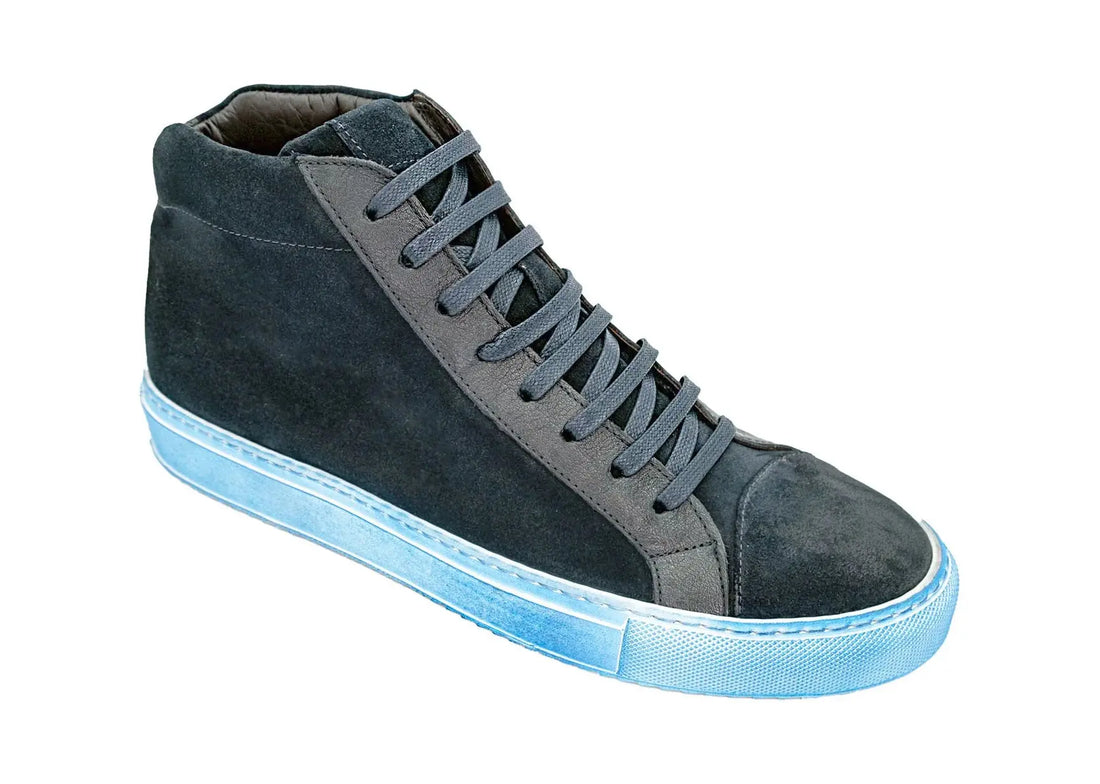 Giovacchini Ruben Navy Genuine Suede Leather High-Top Sneaker