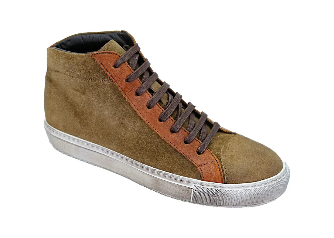 Giovacchini Ruben Cognac Genuine Suede Leather High-Top Sneaker