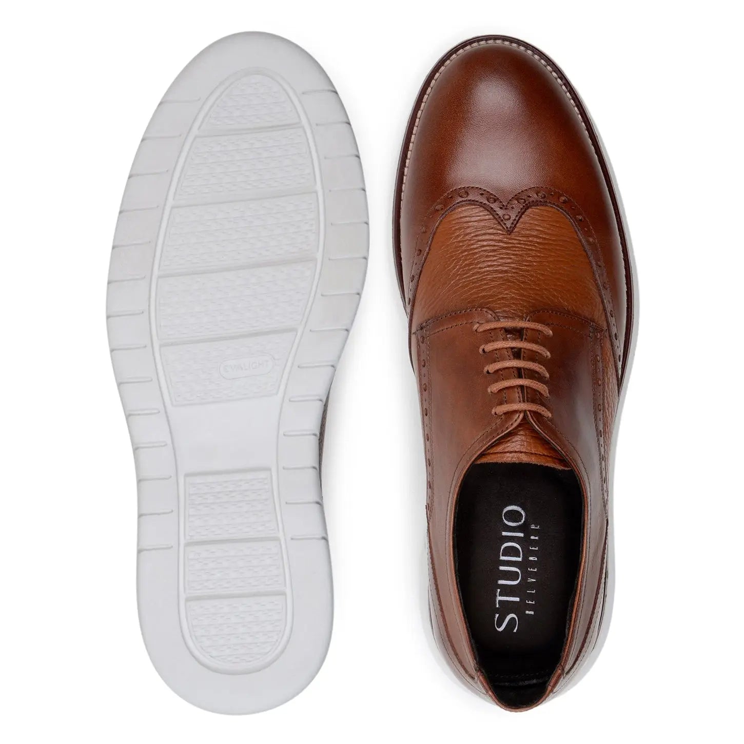 Belvedere Enzo Antique Tan Genuine Leather Italian Deerskin/Calf Oxfords