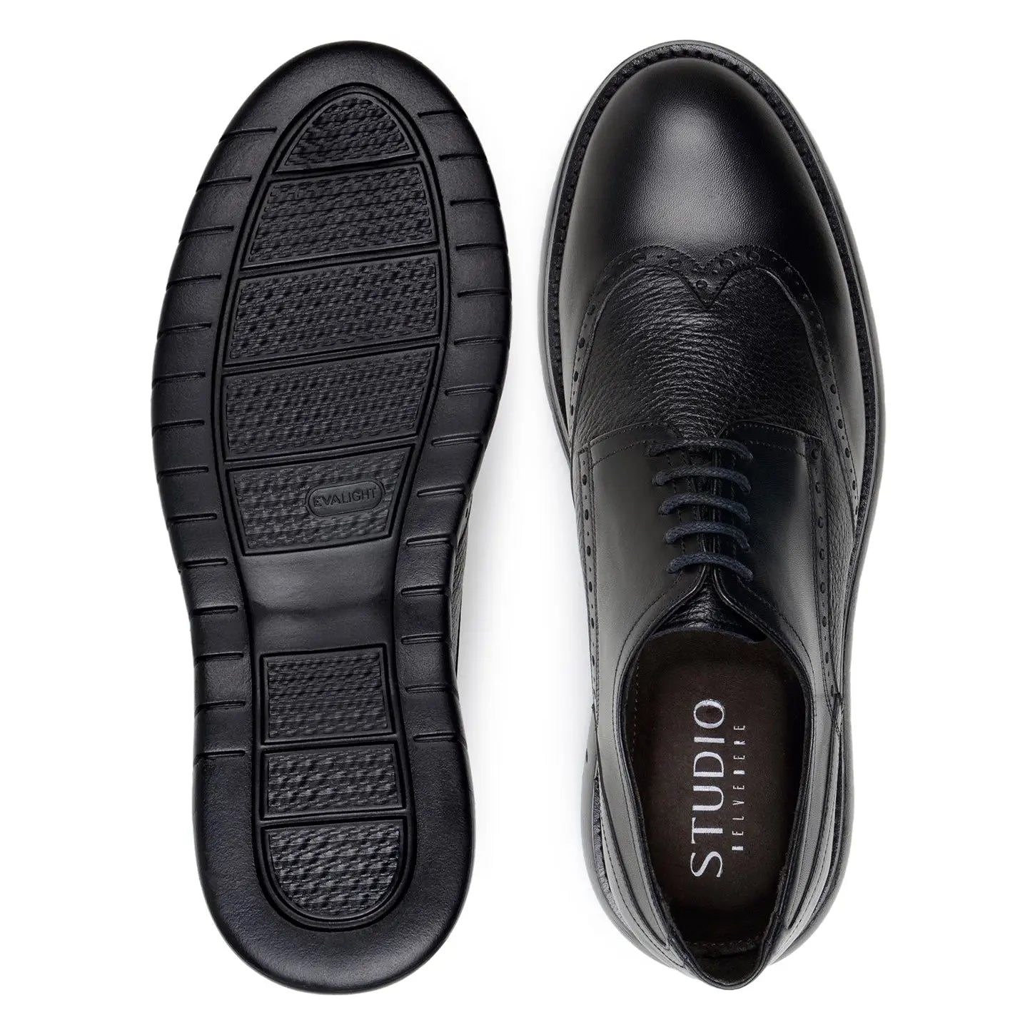 Belvedere Enzo Black Genuine Leather Italian Deerskin/Calf Oxfords