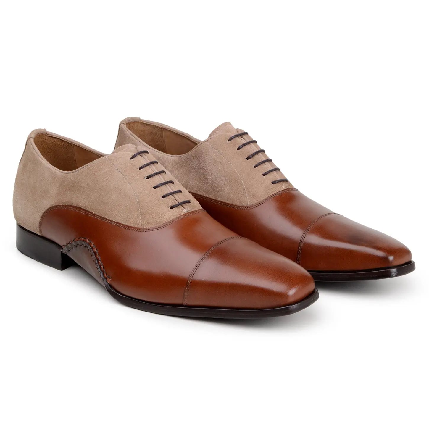 Belvedere Leontes Antique Cognac/Oat Genuine Leather Suede/Calf Oxfords