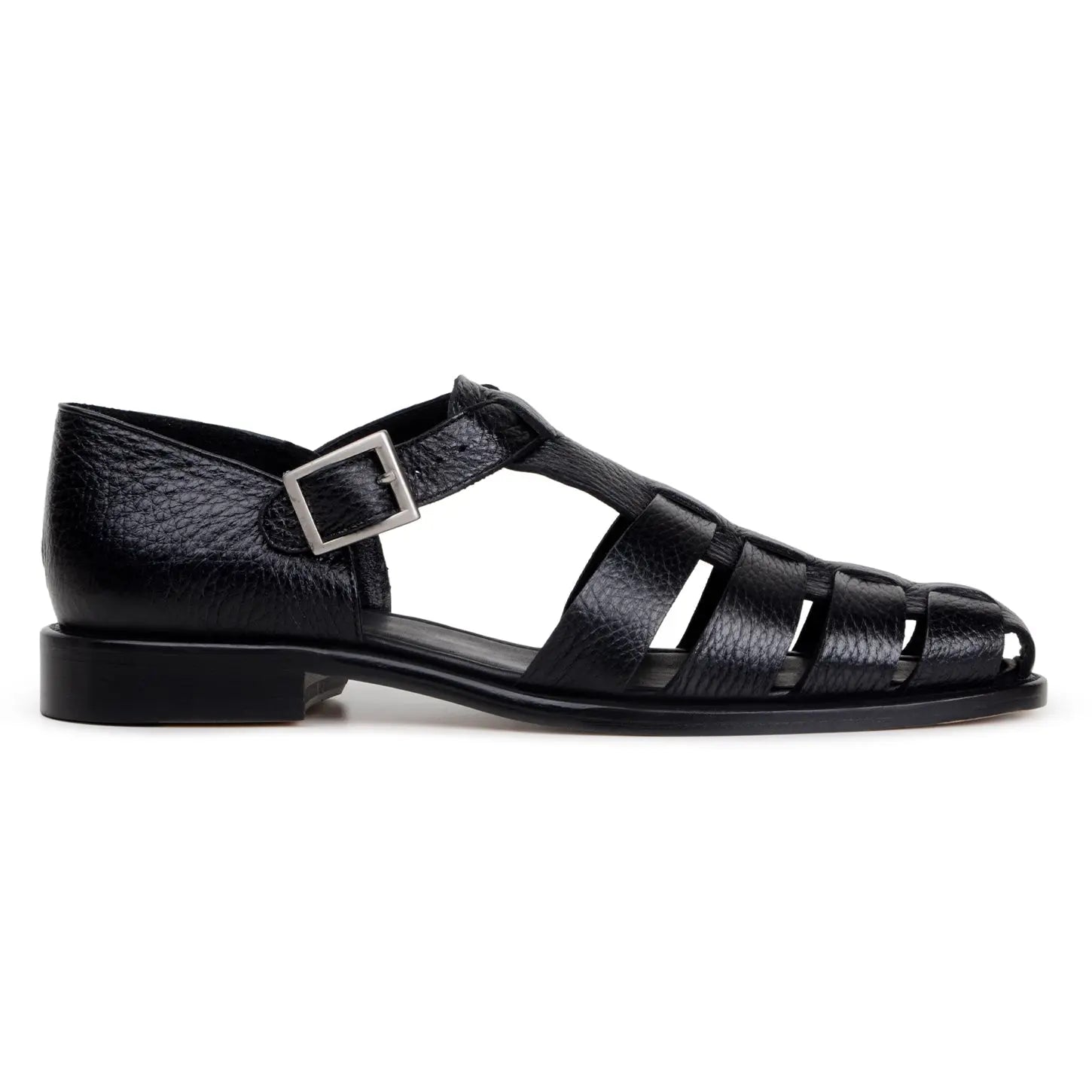 Belvedere Elio Black Genuine Leather Italian Deerskin Sandals