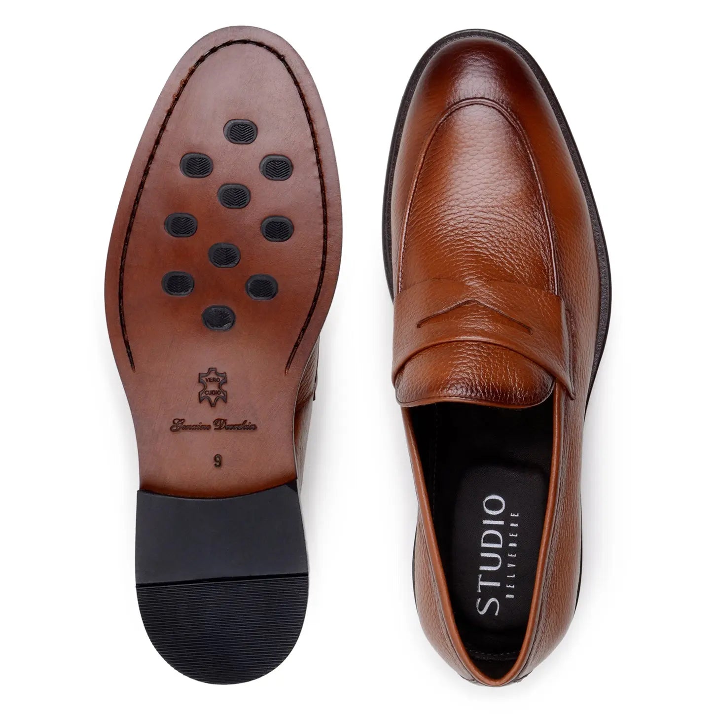 Belvedere Nohr Tan Genuine Leather Italian Deerskin Loafers
