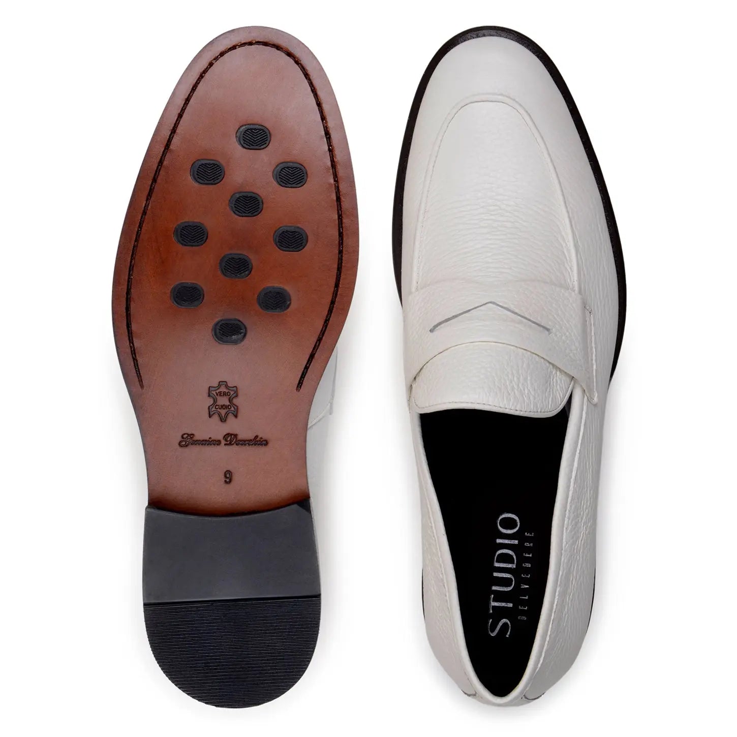 Belvedere Nohr White Genuine Leather Italian Deerskin Loafers