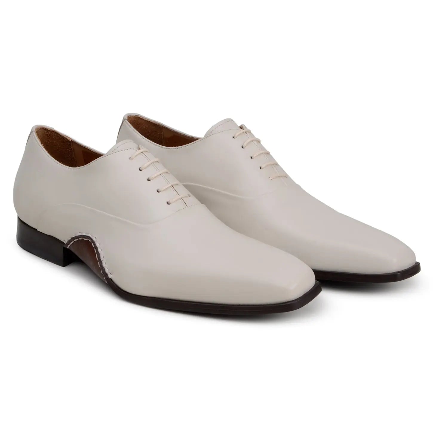 Belvedere Bianca Light Bone Genuine Leather Italian Calf Oxfords