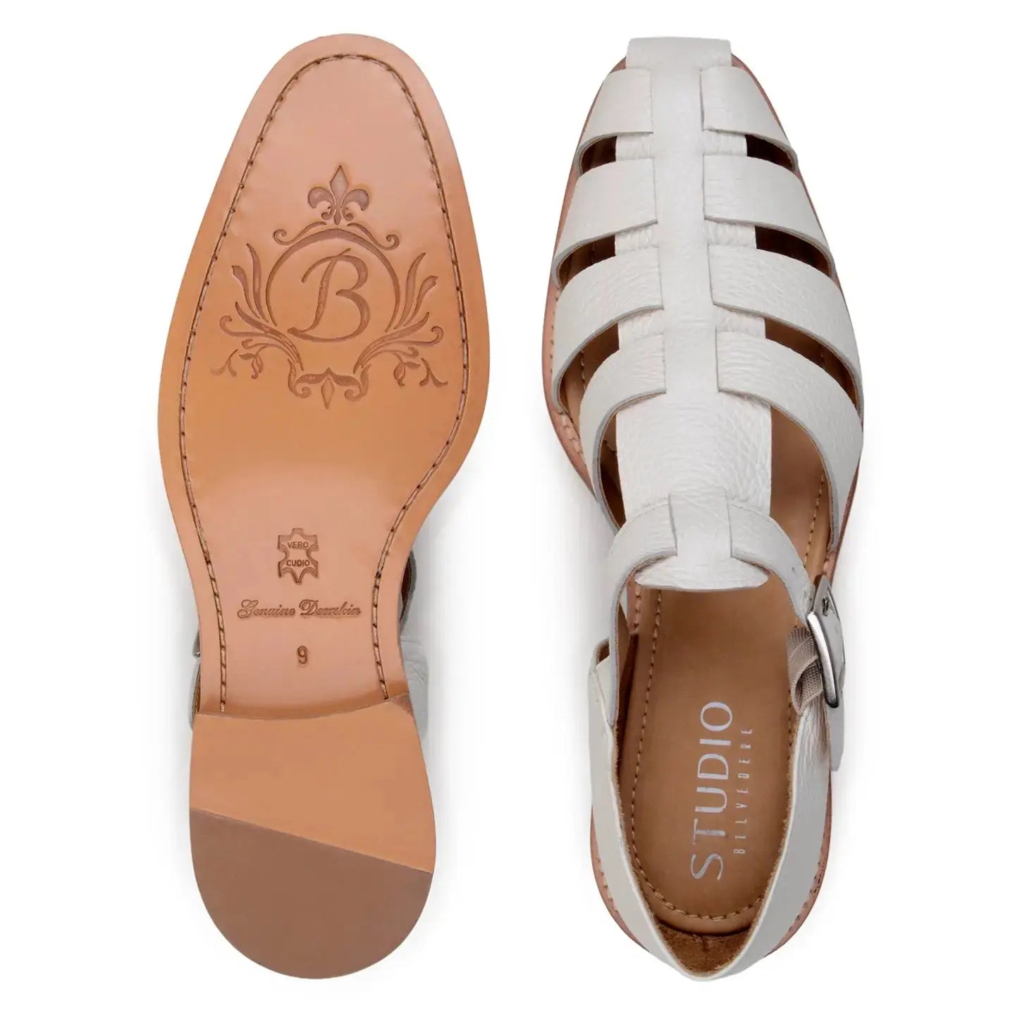 Belvedere Elio Milk Genuine Leather Italian Deerskin Sandals
