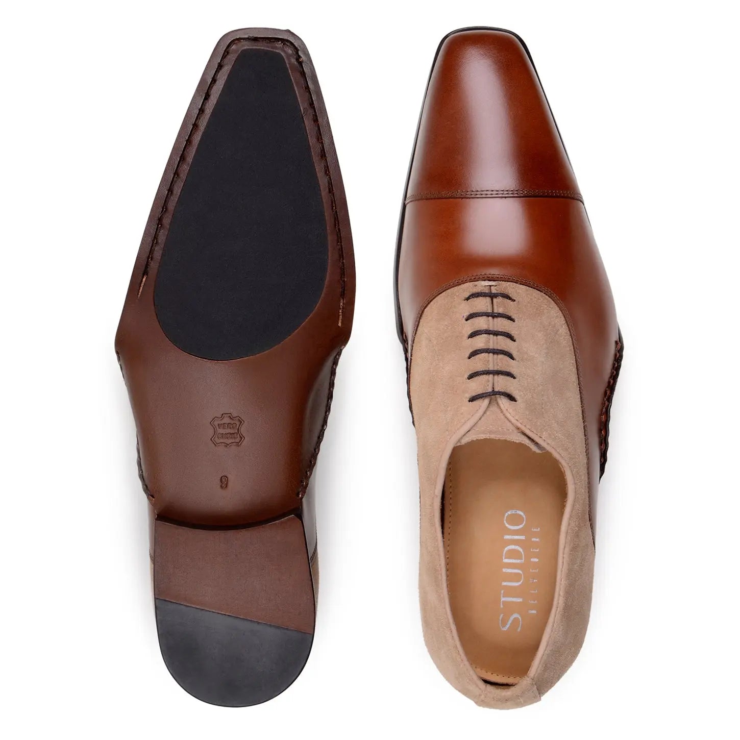 Belvedere Leontes Antique Cognac/Oat Genuine Leather Suede/Calf Oxfords