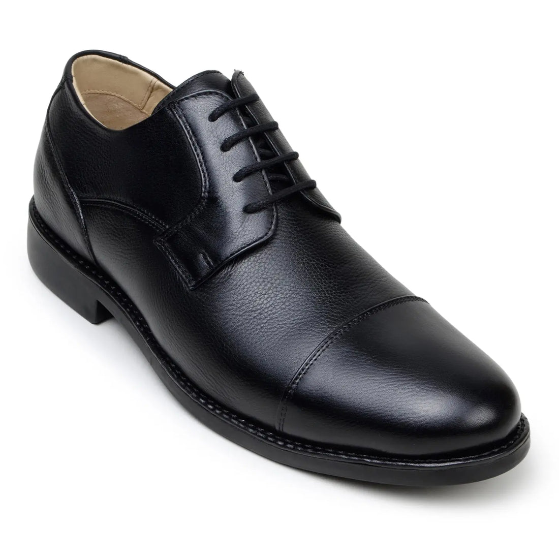 Belvedere Lincoln Black Genuine Leather Soft Pebble Grain Calf Oxfords
