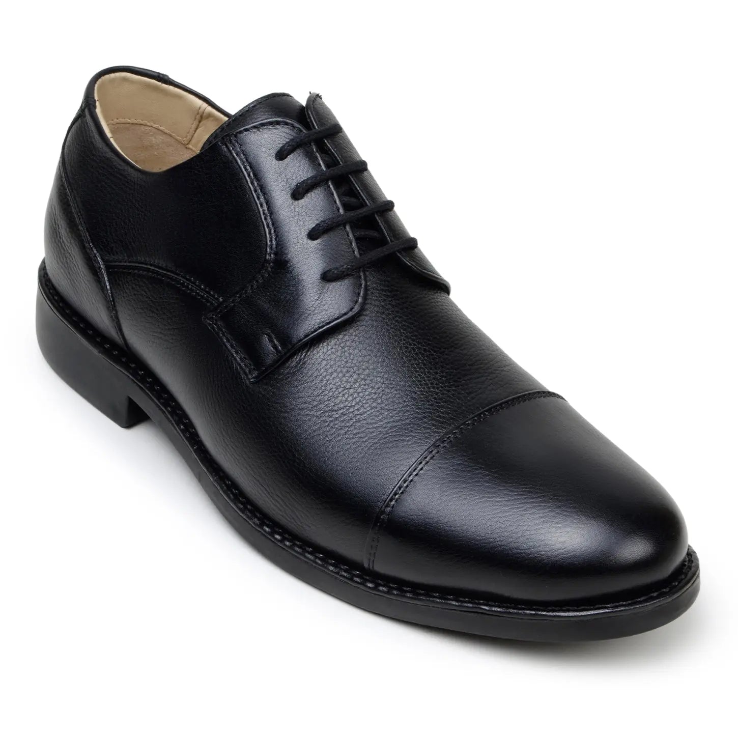 Belvedere Lincoln Black Genuine Leather Soft Pebble Grain Calf Oxfords