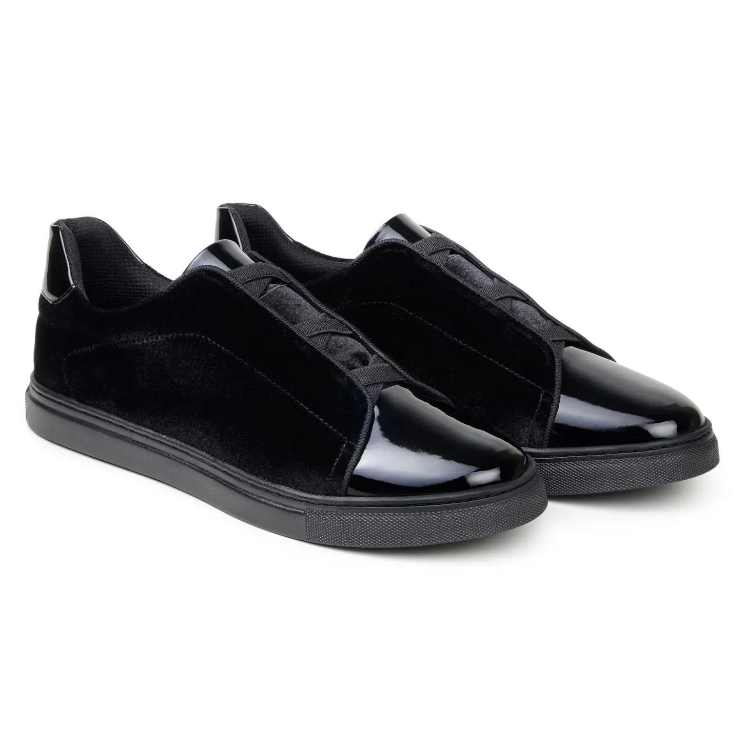 Belvedere Silvano Black Genuine Leather Patent/Velvet Sneakers