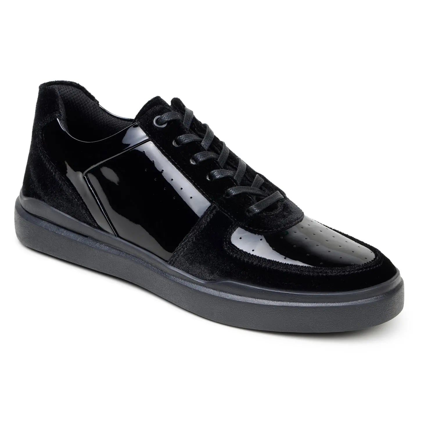 Belvedere Edmound Black Genuine Leather Patent/Velvet Sneakers