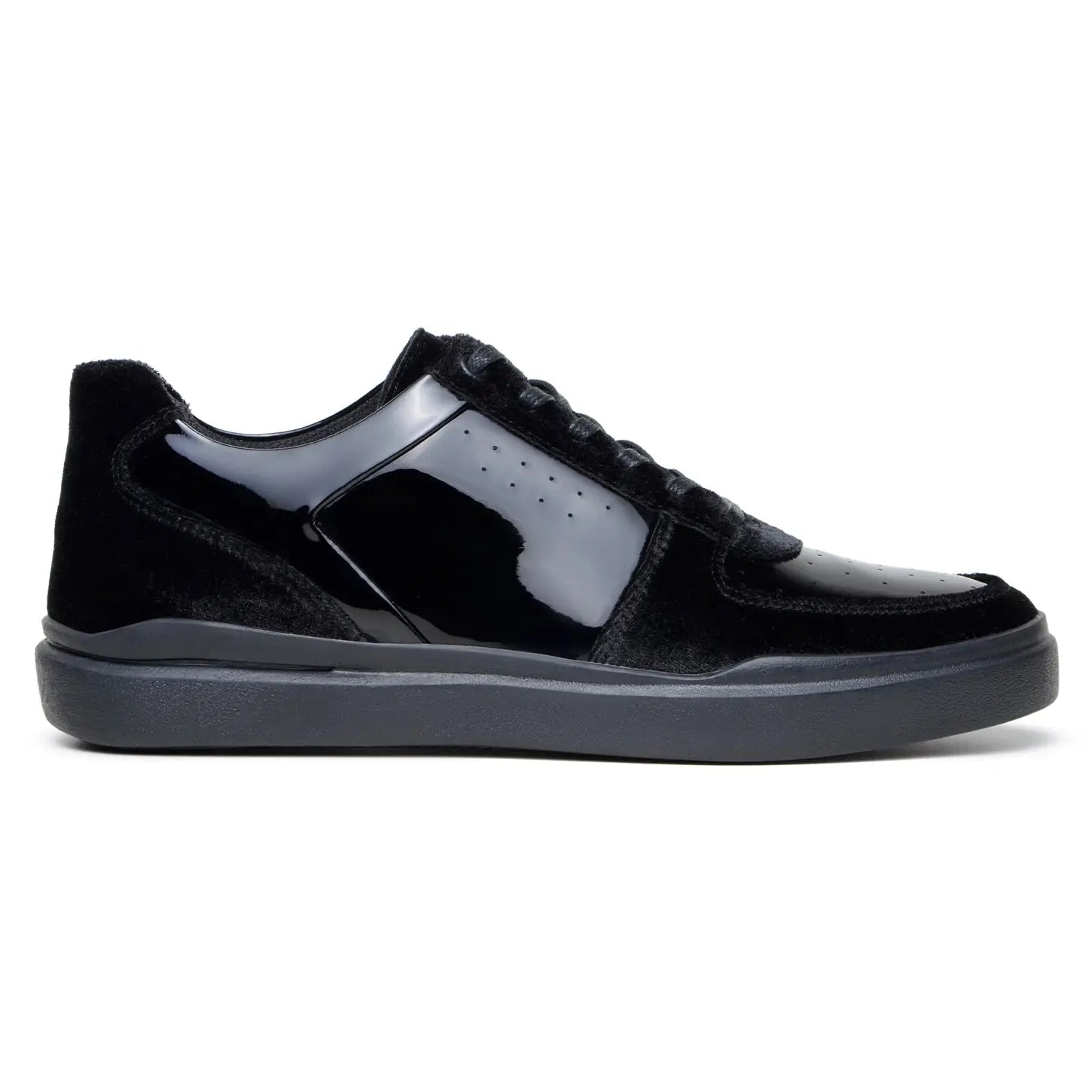 Belvedere Edmound Black Genuine Leather Patent/Velvet Sneakers