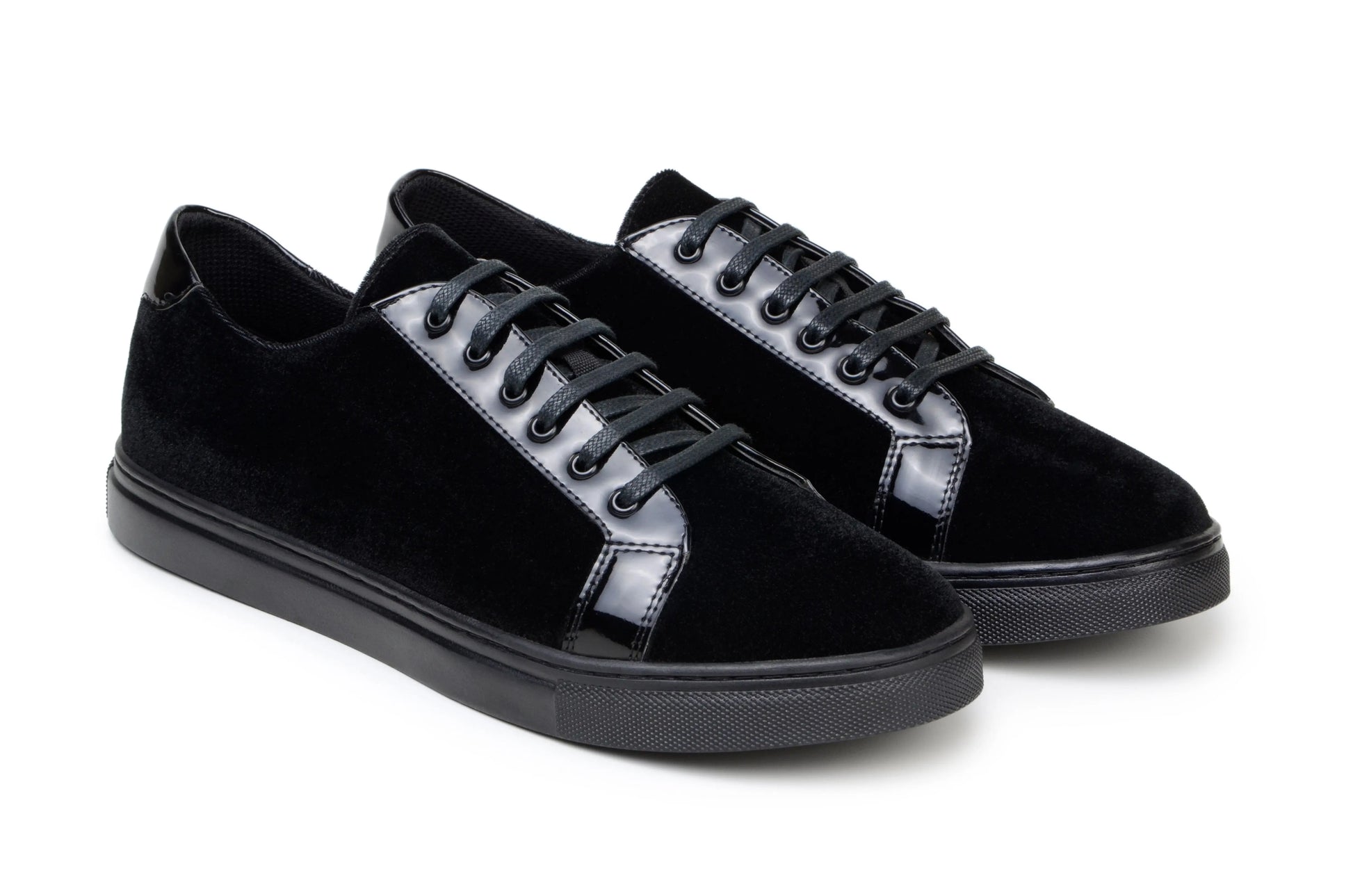 Belvedere Teo Black Genuine Leather Patent/Velvet Sneakers