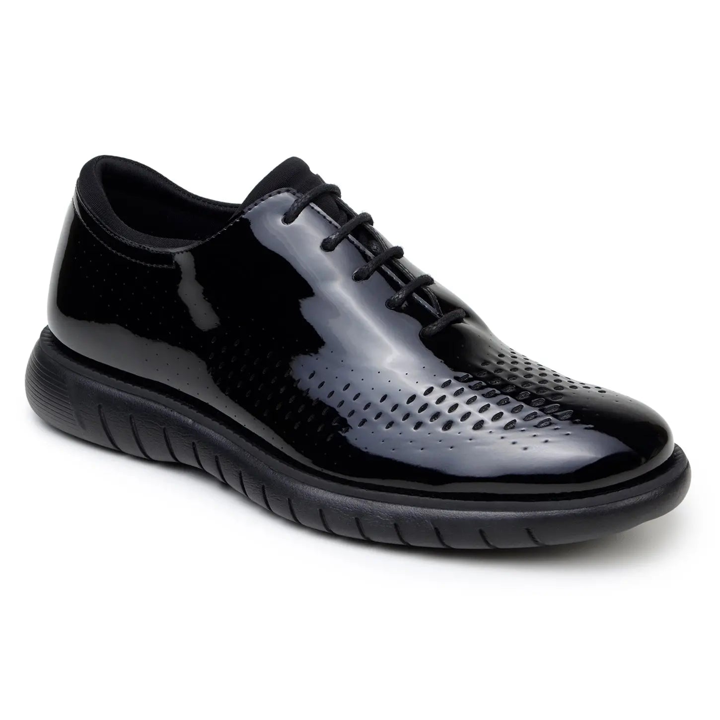 Belvedere Maxim Black Genuine Leather Laser Cut Patent/Neoprene Sneakers