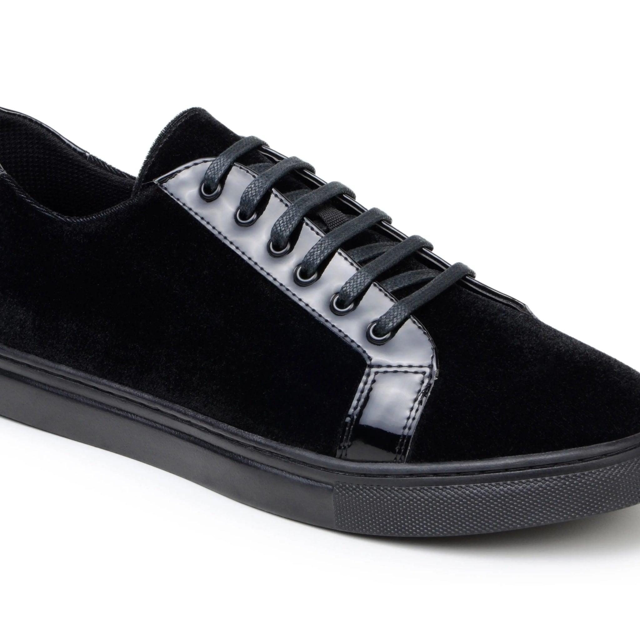 Belvedere Teo Black Genuine Leather Patent/Velvet Sneakers